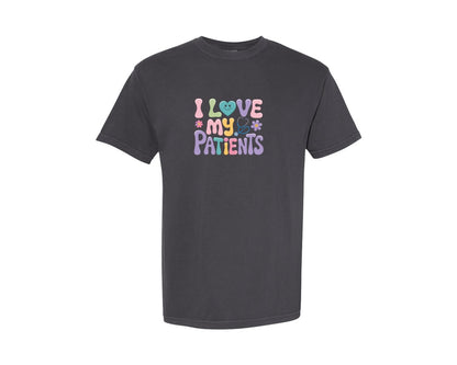 brand:Comfort Colors|color:Graphite|I Love My Patients Nurse Graphic T-Shirt