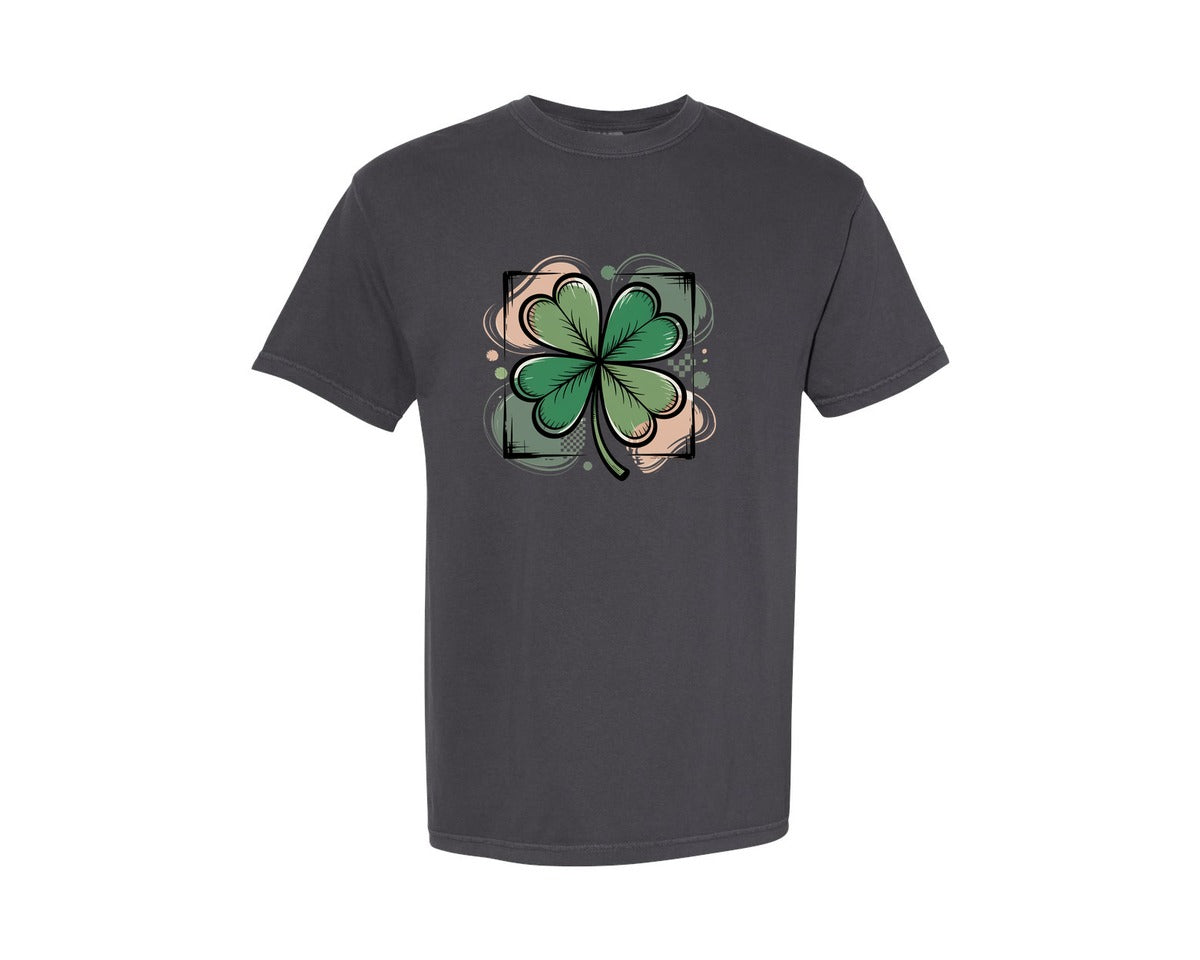 brand:Comfort Colors|color:Graphite|Preppy St Patricks Day Pngshamrock Graphic T-Shirt