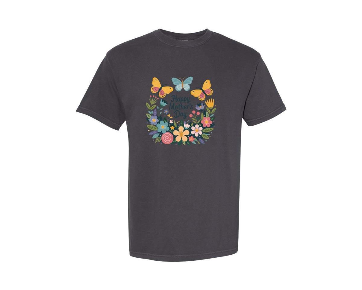 brand:Comfort Colors|color:Graphite|Happy Mothers Day Floral 5 Graphic T-Shirt