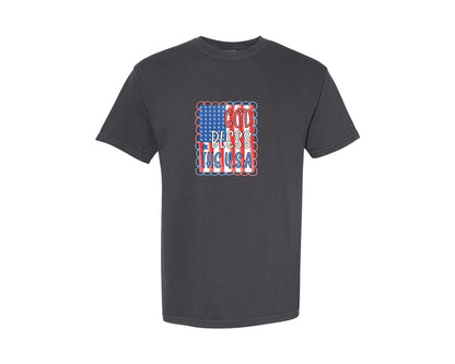 brand:Comfort Colors|color:Graphite|God Bless The Usa 4Th Of July Graphic T-Shirt