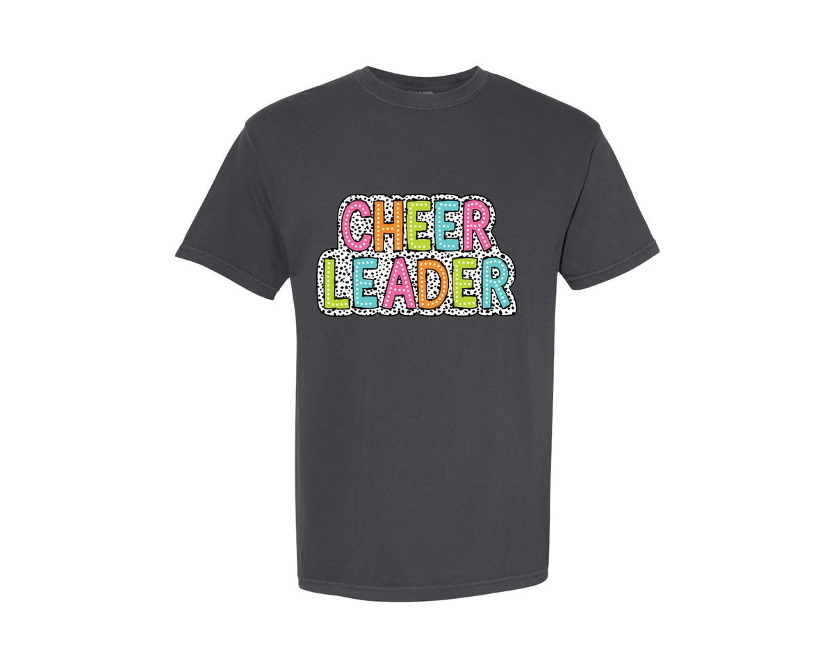 brand:Comfort Colors|color:Graphite|Cheer Leader Dalmatian Dots Doodle Graphic T-Shirt