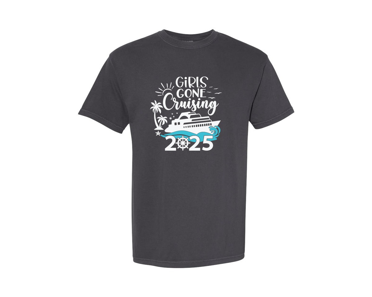 brand:Comfort Colors|color:Graphite|Girls Cruise Trip 2025 Friend Cruise Graphic T-Shirt