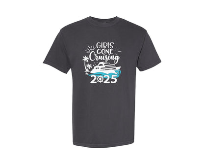 brand:Comfort Colors|color:Graphite|Girls Cruise Trip 2025 Friend Cruise Graphic T-Shirt