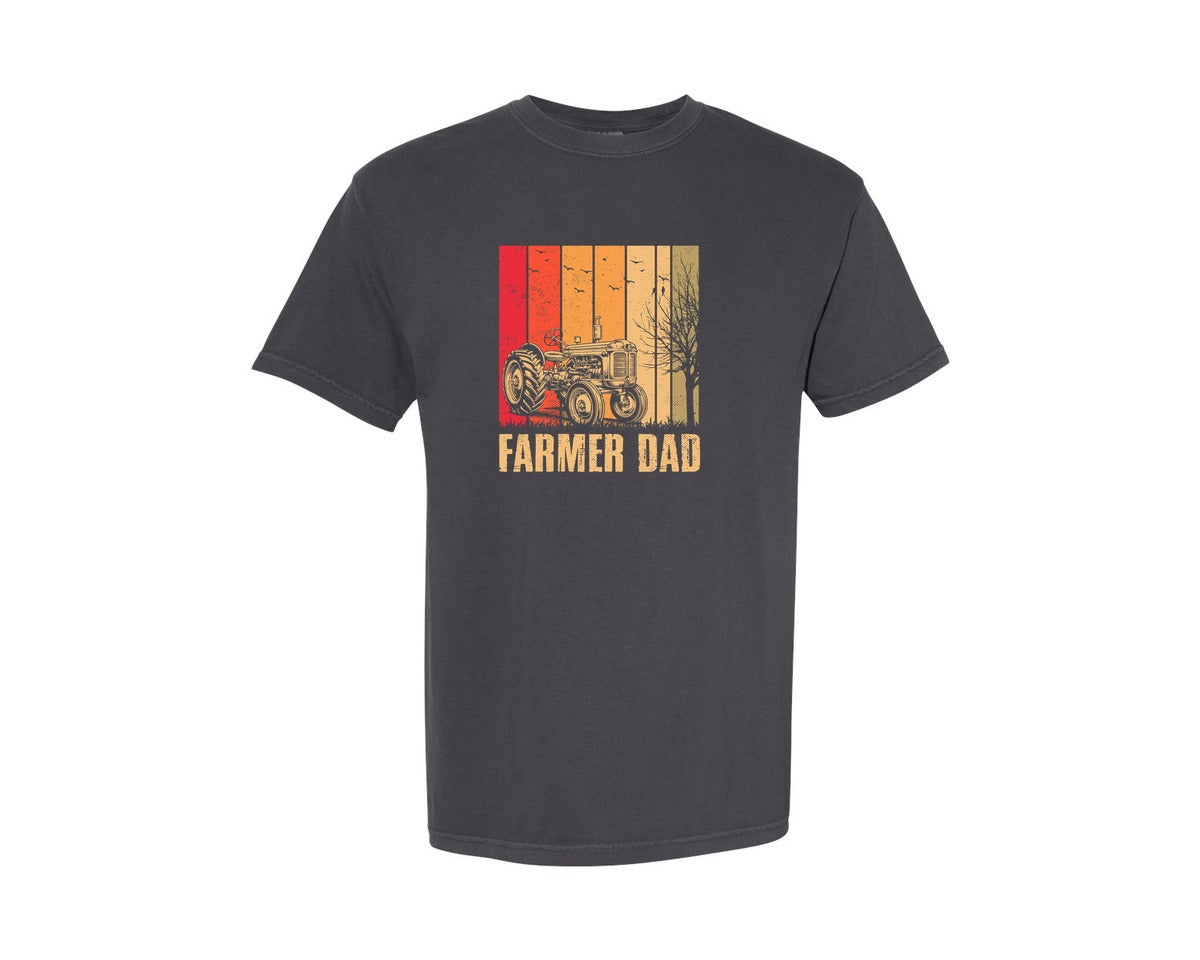 brand:Comfort Colors|color:Graphite|Vintage Farmer Dad Farming Graphic T-Shirt