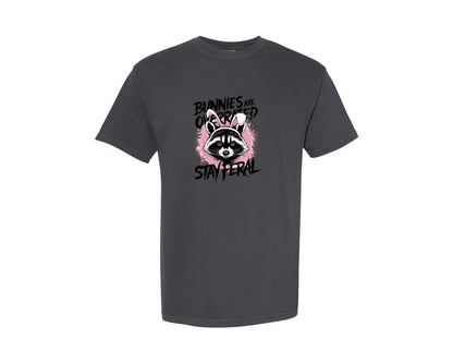 brand:Comfort Colors|color:Graphite|Bunnies Are Overrated Stay Feral 2 Graphic T-Shirt