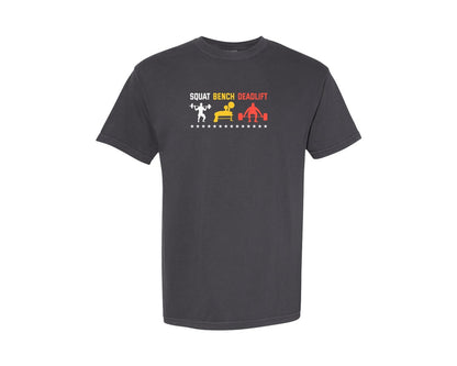 brand:Comfort Colors|color:Graphite|Powerlift Squat Deadlift Weightlifting Graphic T-Shirt