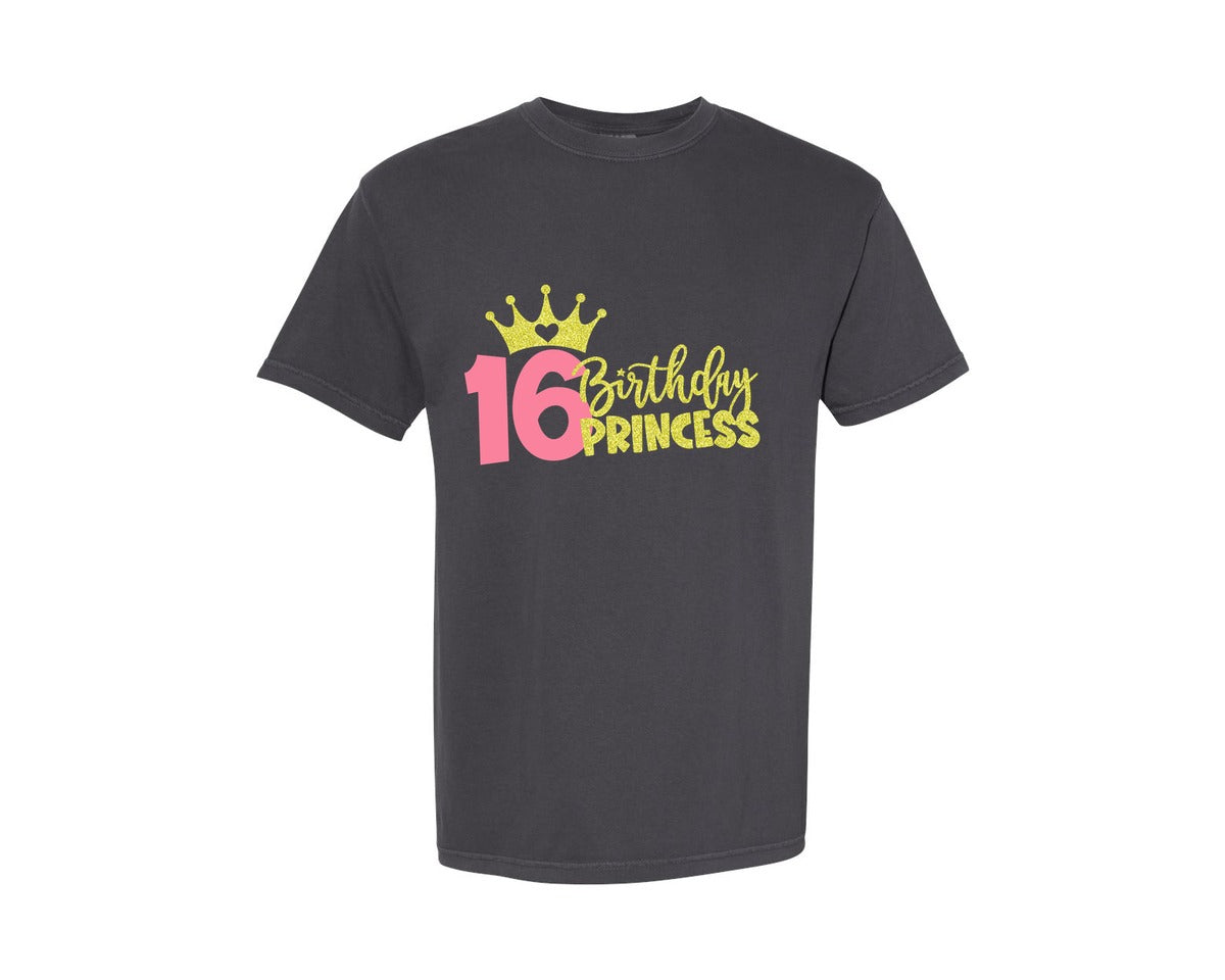 brand:Comfort Colors|color:Graphite|Sixteenth Birthday Princess Graphic T-Shirt