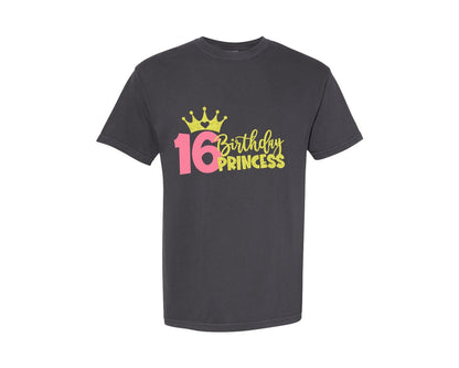brand:Comfort Colors|color:Graphite|Sixteenth Birthday Princess Graphic T-Shirt