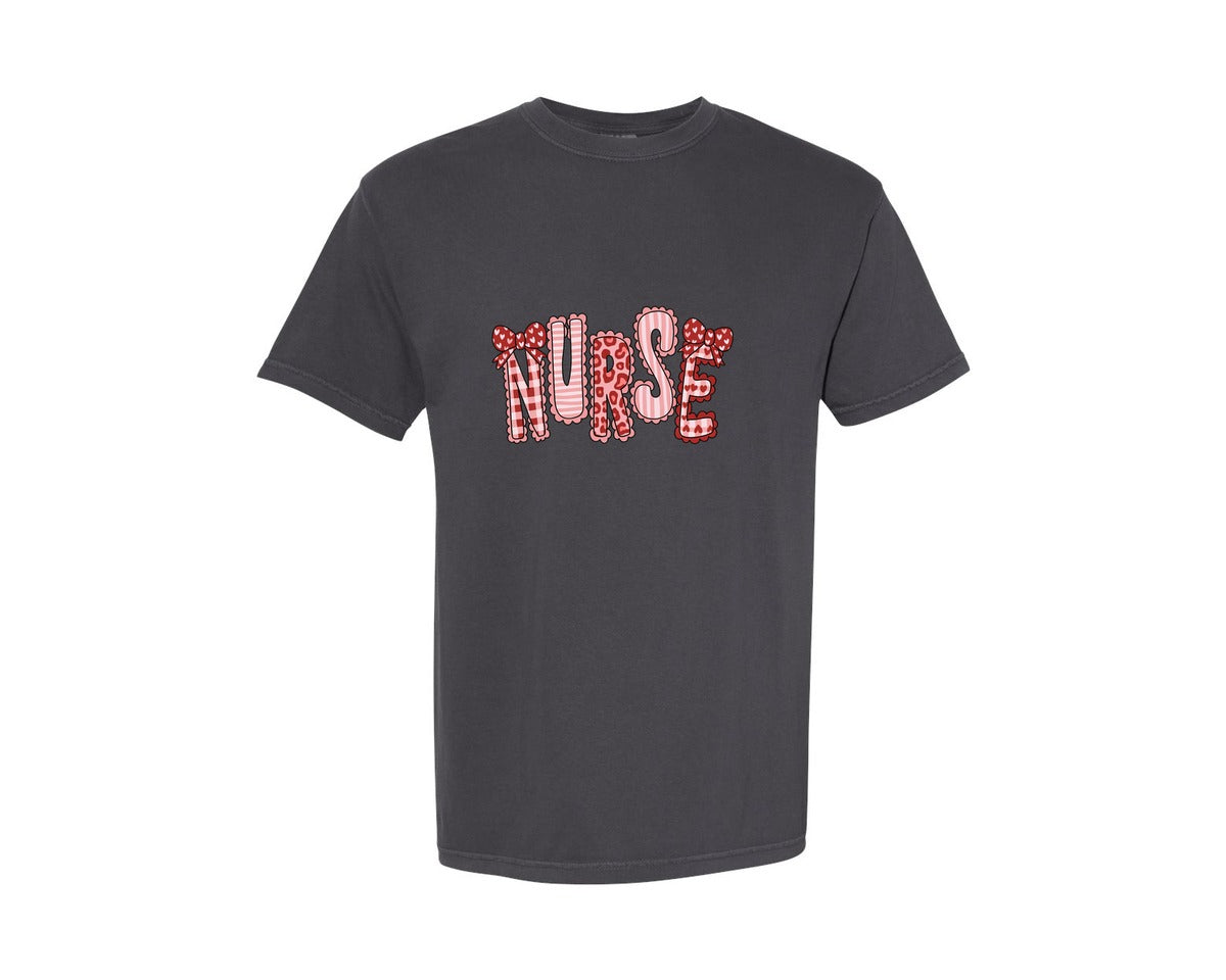 brand:Comfort Colors|color:Graphite|Nurse Valentine 2 Graphic T-Shirt