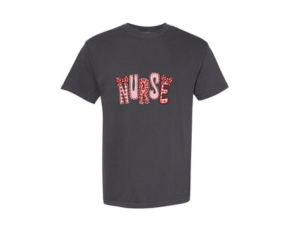 brand:Comfort Colors|color:Graphite|Nurse Valentine 2 Graphic T-Shirt
