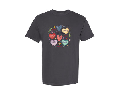brand:Comfort Colors|color:Graphite|Valentine Candy Heart Pngyou Are Enough 22 Graphic T-Shirt