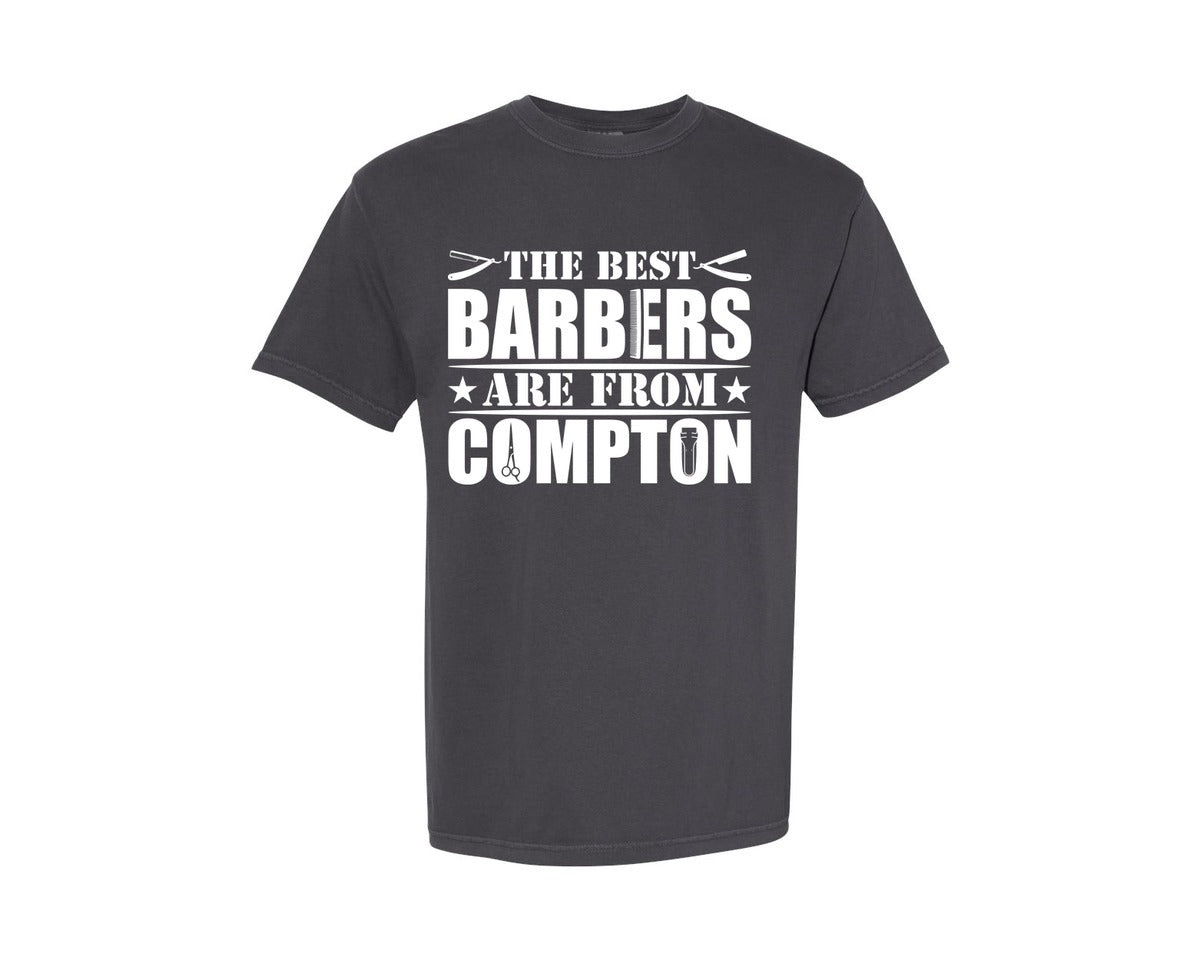 brand:Comfort Colors|color:Graphite|The Best Barber Are From Compton Tshirt Graphic T-Shirt