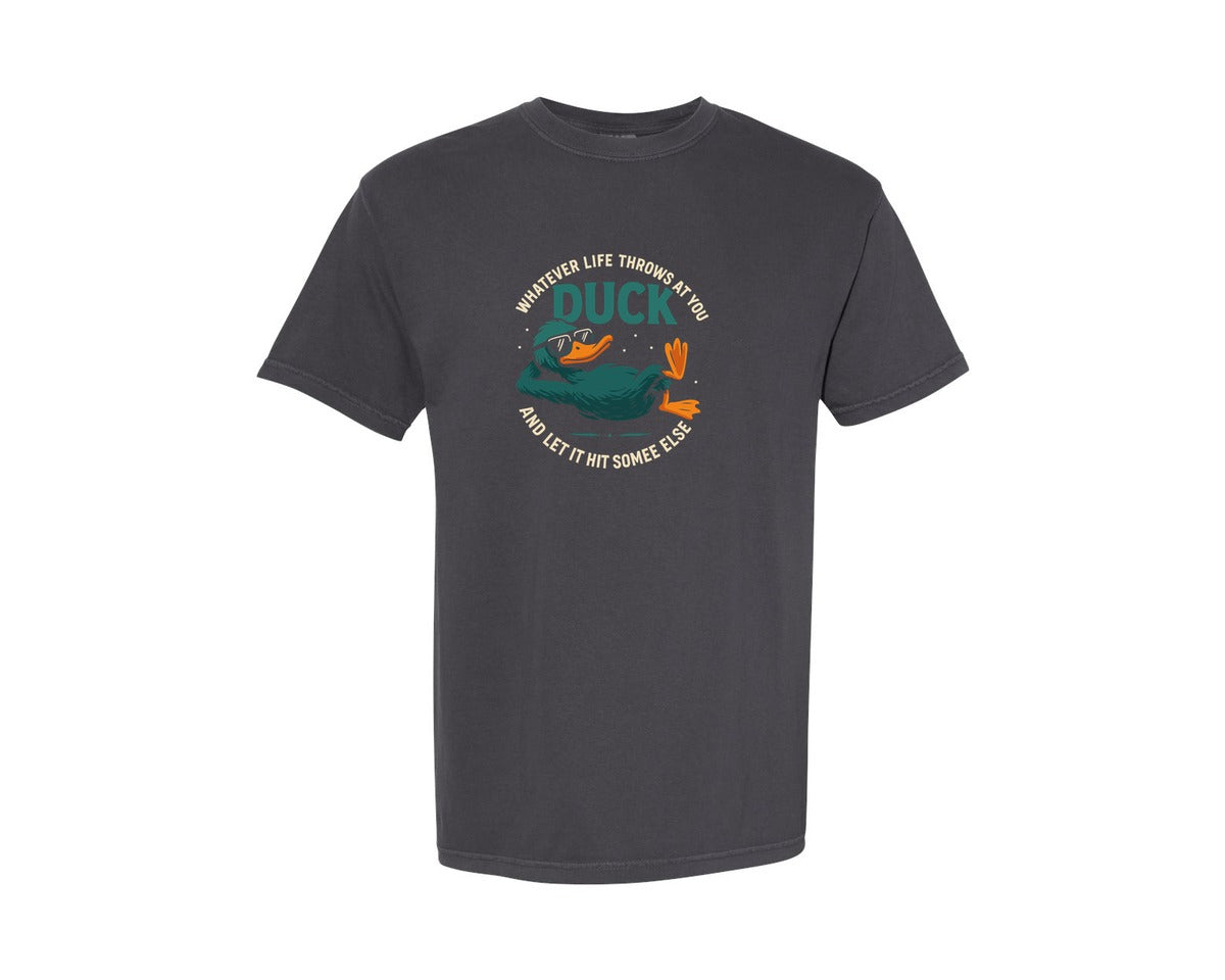 brand:Comfort Colors|color:Graphite|Whatever Life Throws At You Duck Funny Graphic T-Shirt