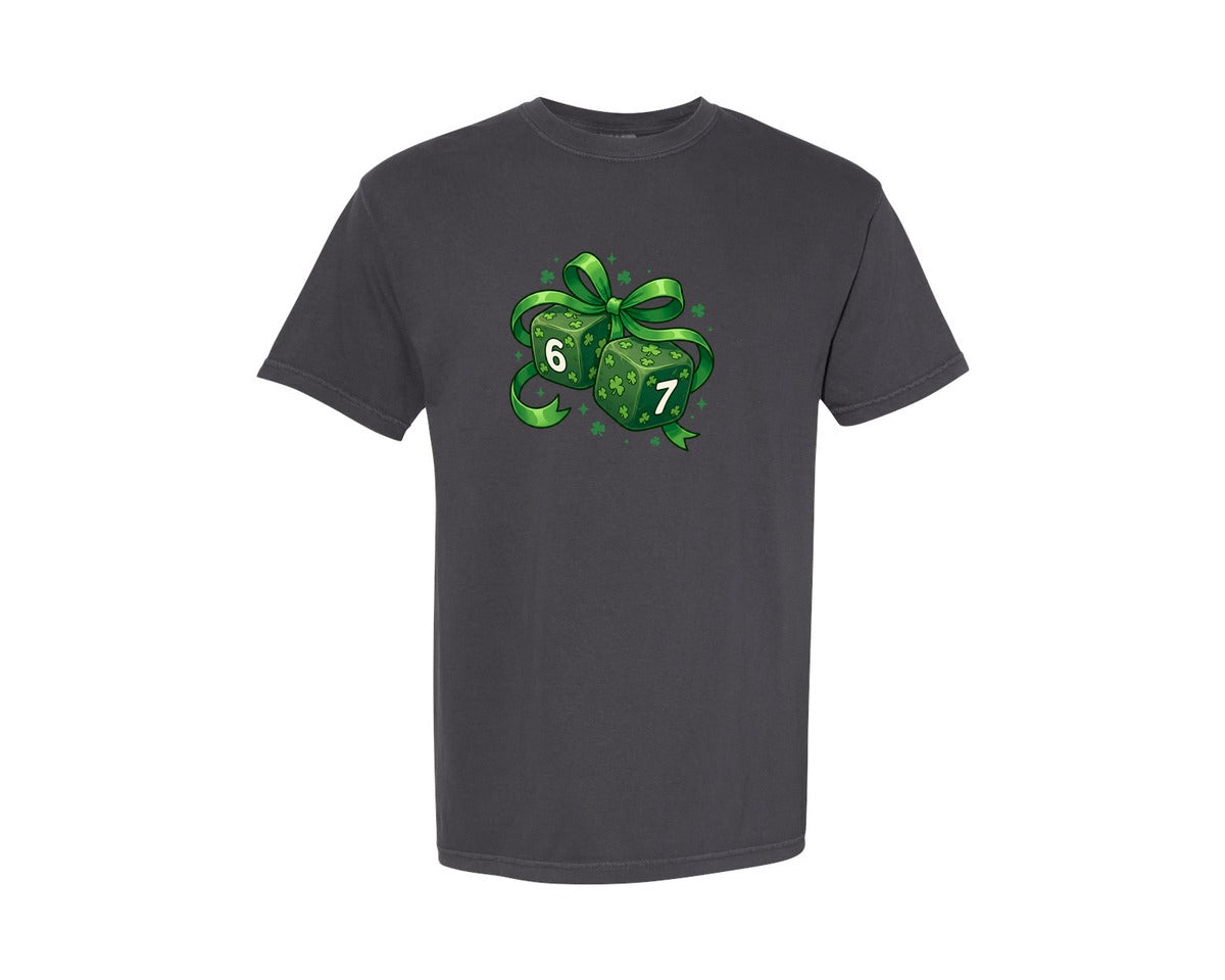 brand:Comfort Colors|color:Graphite|St Patricks Day 67 Lucky Dice Graphic T-Shirt