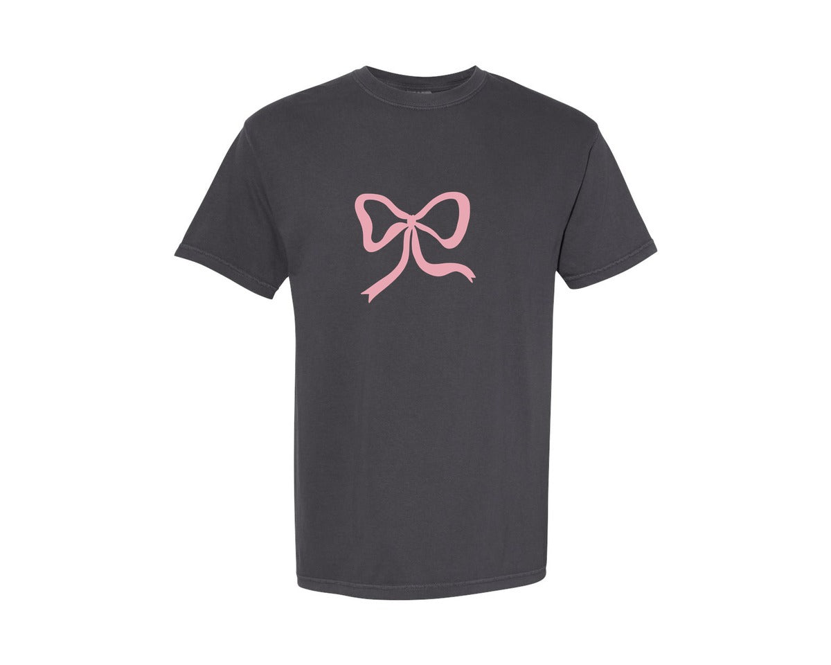 brand:Comfort Colors|color:Graphite|Pink Bow Coquette Design Bows 2 Graphic T-Shirt