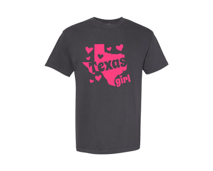 brand:Comfort Colors|color:Graphite|Texas Girl Graphic T-Shirt