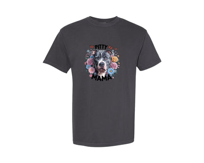 brand:Comfort Colors|color:Graphite|Pitty Mama Cute Pitbull Dog 2 Graphic T-Shirt