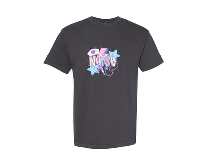 brand:Comfort Colors|color:Graphite|Preppy Nurse Coquette Graphic T-Shirt