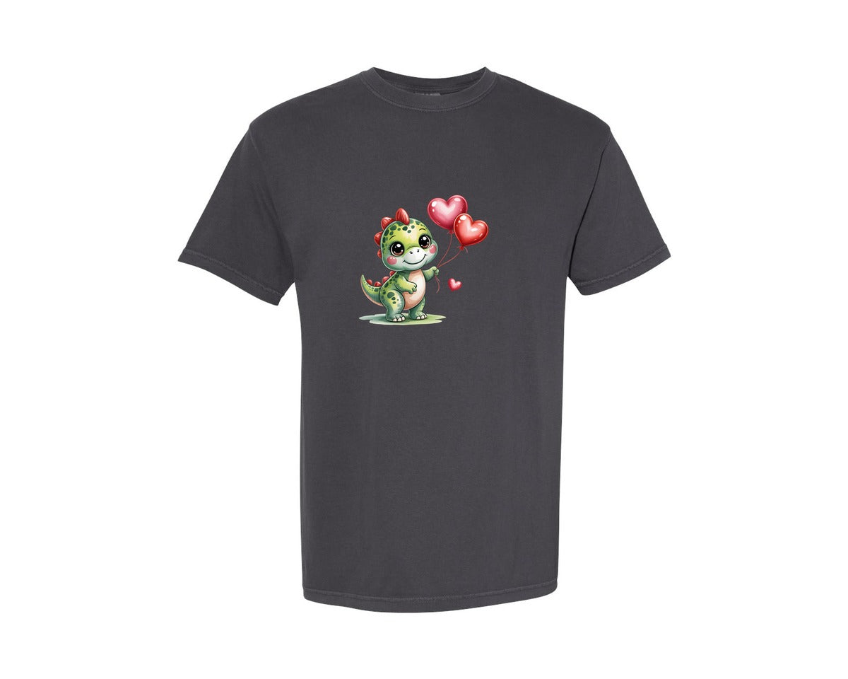 brand:Comfort Colors|color:Graphite|Watercolor Valentines Day T Rex 31 Graphic T-Shirt