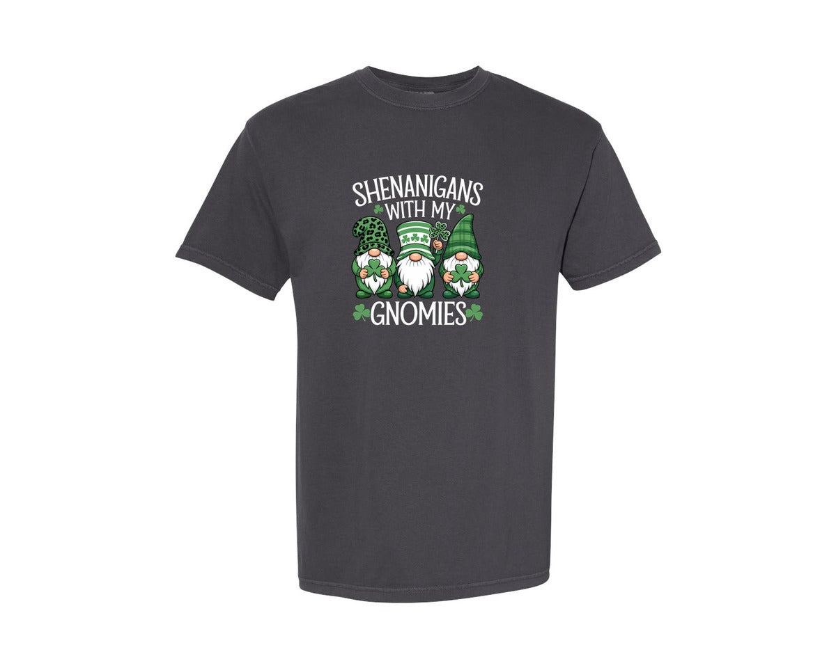 brand:Comfort Colors|color:Graphite|Cute St Patricks Day Gnome 2 Graphic T-Shirt