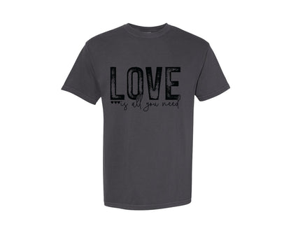 brand:Comfort Colors|color:Graphite|Sleeve Love Is All You Need Valentine Graphic T-Shirt