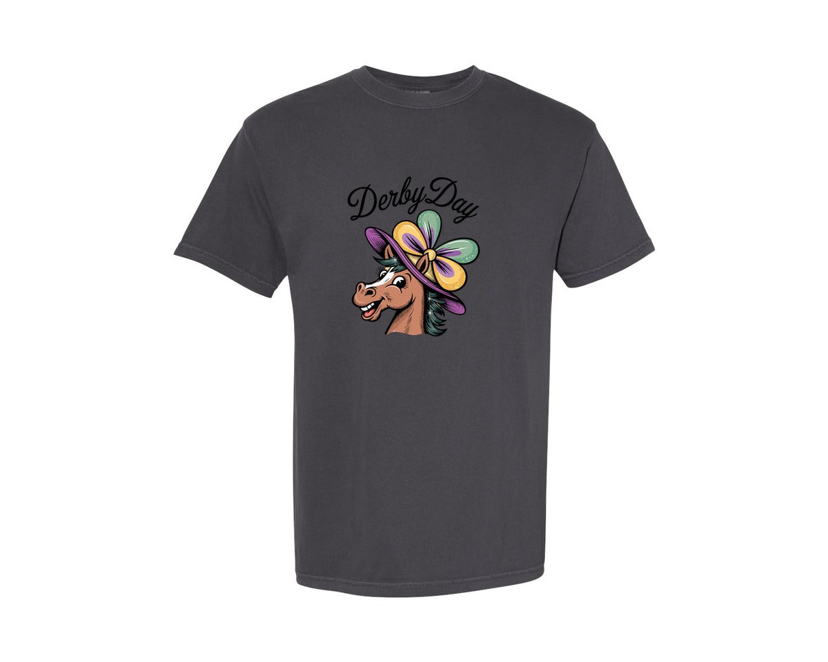 brand:Comfort Colors|color:Graphite|3 Derby Day T Shirt Design Graphic T-Shirt