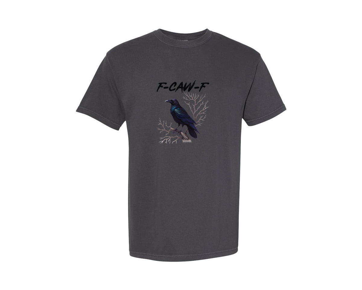 brand:Comfort Colors|color:Graphite|Crow Raven F Caw F Funny Halloween 2 Graphic T-Shirt