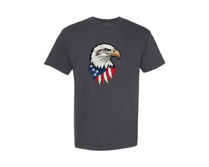 brand:Comfort Colors|color:Graphite|Patriotic Eagle Head Embroidery Graphic T-Shirt