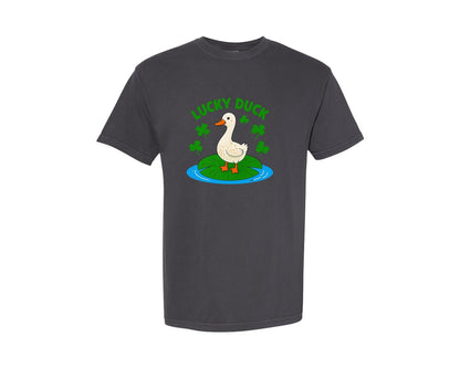 brand:Comfort Colors|color:Graphite|Lucky Duck T Shirt Design 2 Graphic T-Shirt