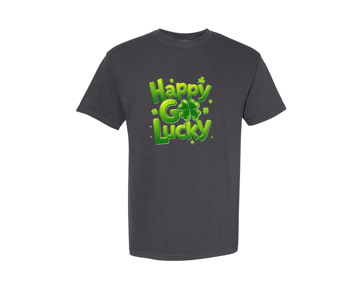 brand:Comfort Colors|color:Graphite|Happy Go Lucky St Patricks Day 19 Graphic T-Shirt