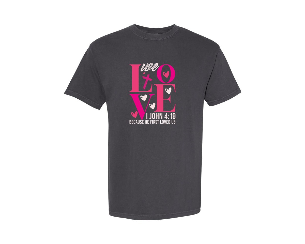 brand:Comfort Colors|color:Graphite|Christian Love Valentines Bible Graphic T-Shirt