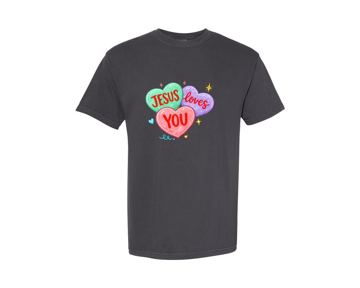 brand:Comfort Colors|color:Graphite|Jesus Loves You Pngbible Verse Graphic T-Shirt