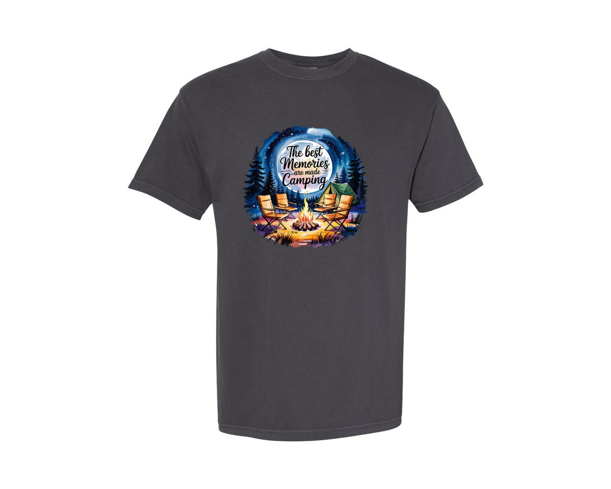 brand:Comfort Colors|color:Graphite|The Best Memories Are Made Camping 13 Graphic T-Shirt