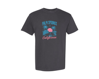 brand:Comfort Colors|color:Graphite|Retro Summer Palm Springs California Graphic T-Shirt