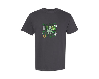 brand:Comfort Colors|color:Graphite|One Lucky Nurse St Patricks Day 13 Graphic T-Shirt