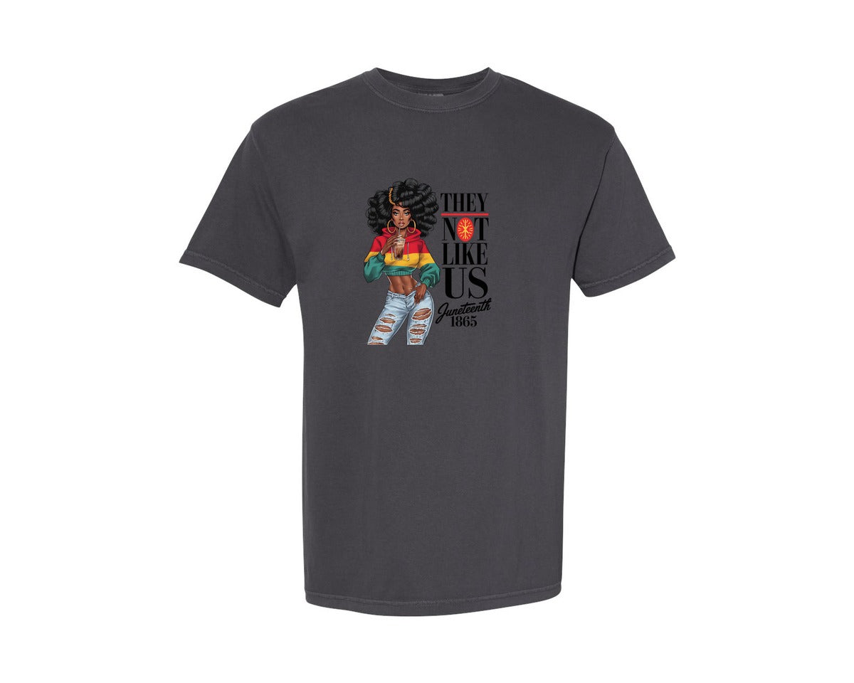 brand:Comfort Colors|color:Graphite|Juneteenth They Not Like Us Black Histor 7 Graphic T-Shirt