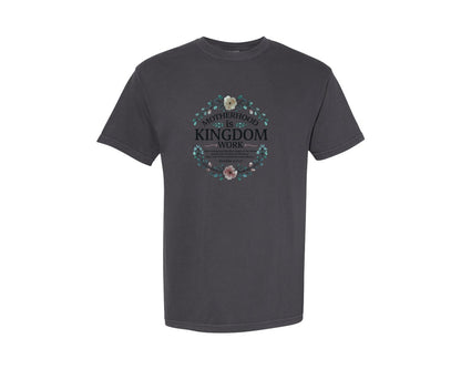 brand:Comfort Colors|color:Graphite|Motherhood Is Kingdom Work Christian Mom 3 Graphic T-Shirt