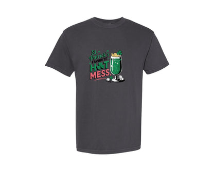brand:Comfort Colors|color:Graphite|St Patricks Favorite Hot Mess 4 Graphic T-Shirt