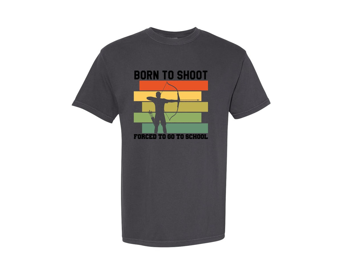 brand:Comfort Colors|color:Graphite|Born To Shoot Archery Graphic T-Shirt
