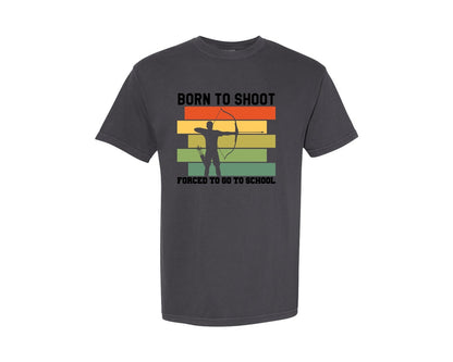 brand:Comfort Colors|color:Graphite|Born To Shoot Archery Graphic T-Shirt
