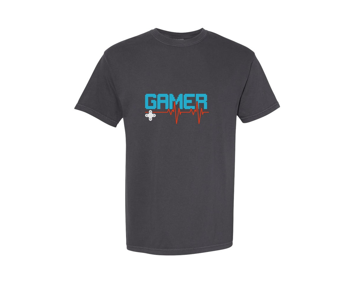 brand:Comfort Colors|color:Graphite|Gamer Heartbeat Video Games Game Graphic T-Shirt