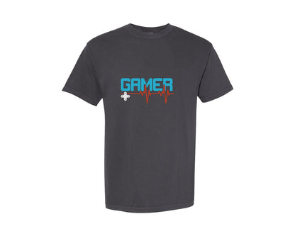 brand:Comfort Colors|color:Graphite|Gamer Heartbeat Video Games Game Graphic T-Shirt