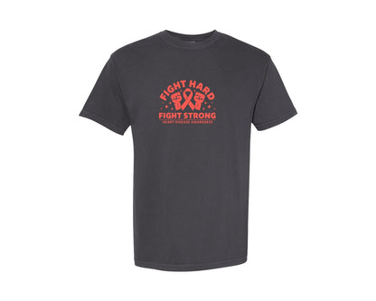 brand:Comfort Colors|color:Graphite|Fight Hard Strong Heart Awareness Graphic T-Shirt