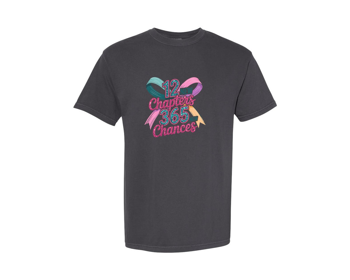 brand:Comfort Colors|color:Graphite|Preppy 2026 New Year Glitter Faux 2 Graphic T-Shirt