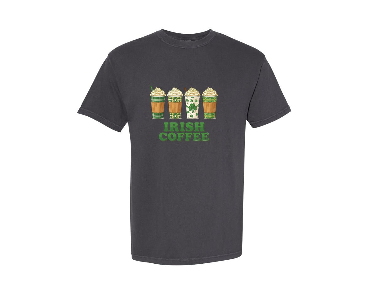 brand:Comfort Colors|color:Graphite|Irish Coffee St Patricks Day Graphic T-Shirt