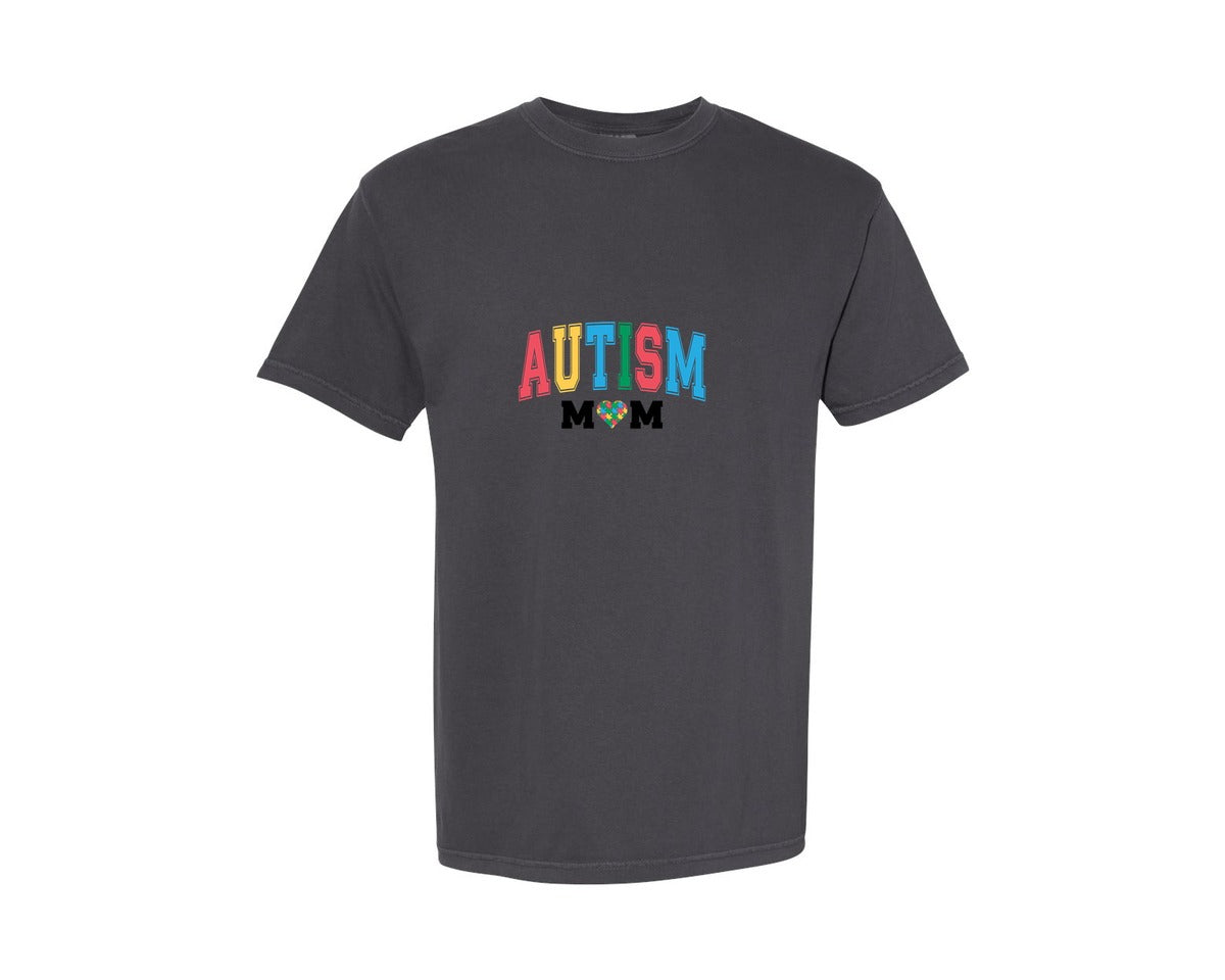 brand:Comfort Colors|color:Graphite|Autism Mom Autism Day Graphic T-Shirt