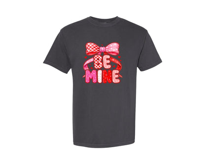 brand:Comfort Colors|color:Graphite|Preppy Be Mine Coquette Valentine 2 Graphic T-Shirt