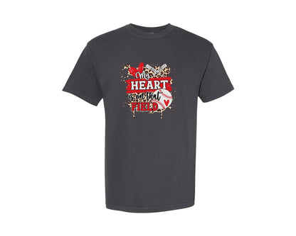 brand:Comfort Colors|color:Graphite|My Heart Is On That Field Baseball 4 Graphic T-Shirt
