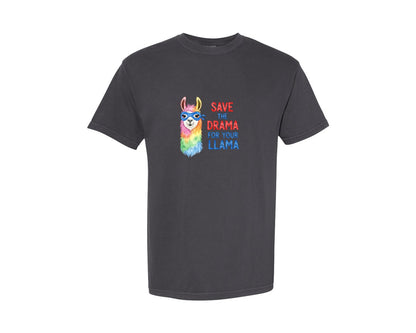 brand:Comfort Colors|color:Graphite|Save The Drama For Your Llama Graphic T-Shirt