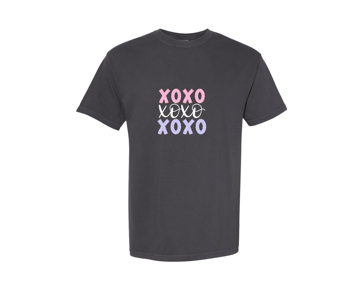 brand:Comfort Colors|color:Graphite|Valentines Day Xoxo Hearts Graphic T-Shirt